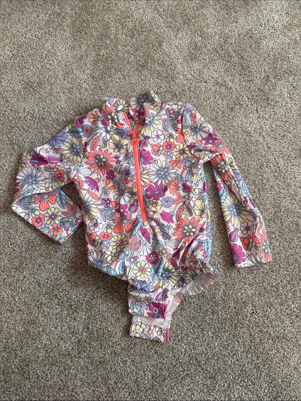 GAP Girls' Floral Long-Sleeve Rashguard - Pink, Yellow, Blue